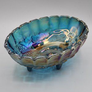 .Carnival Glass Footed Fruit Bowl